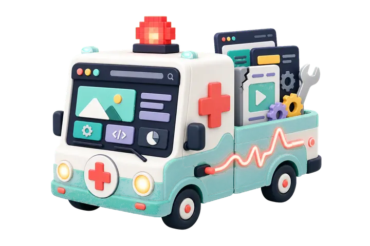 Browser-Ambulanz mit Website-Reparaturwerkzeugen